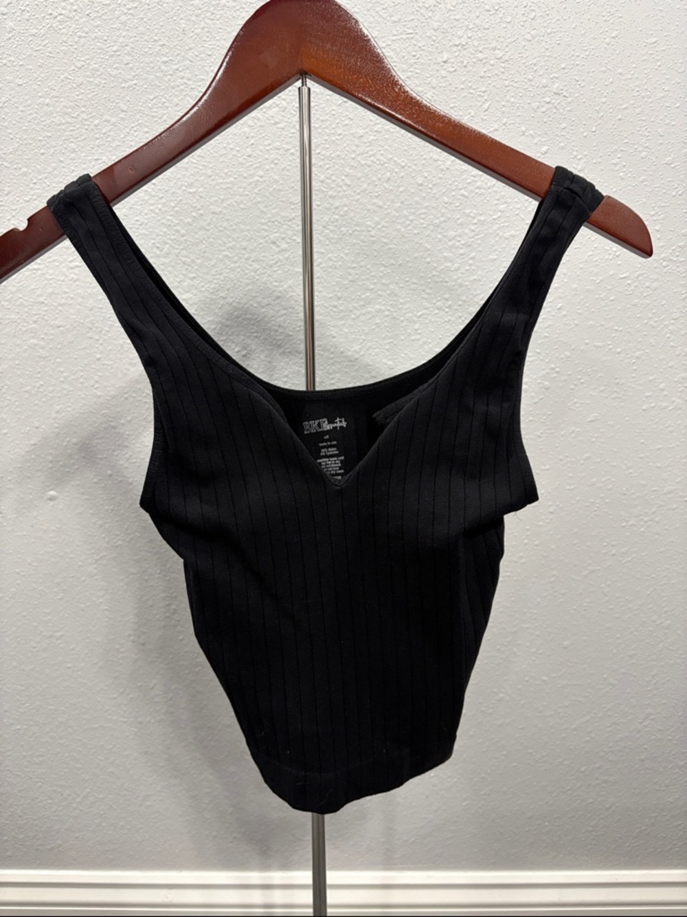 Black Ribbed V‑Neck Tank Top by Brand Unspecified